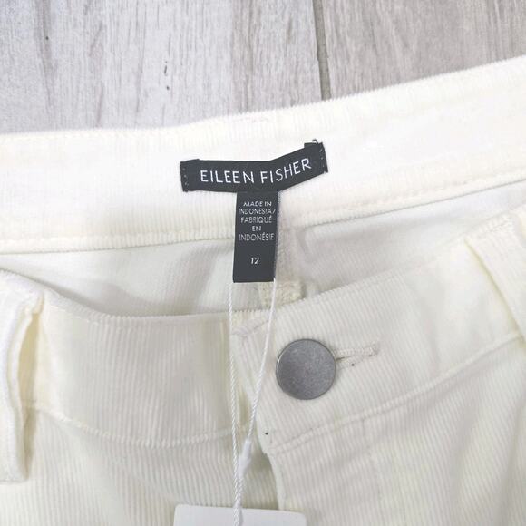 BRAND NEW! EILEEN FISHER COTTON VELVETEEN STRAIGHT LEG JEANS Beige SIZE 12 - Picture 10 of 11